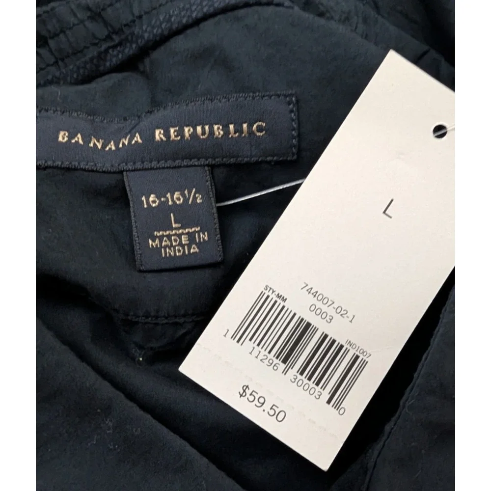 New Banana Republic sz L 16-16 1/2 Shirt Utility Safari Military black ls 3626